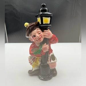Vtg 1950 Drunk On Lamp Post Scottish Man Ceramic Bar Utensil Holder Caddy.